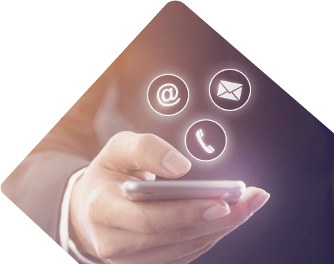 Kontakt zu Wilde-IT, Handy mit IT-Symbolen