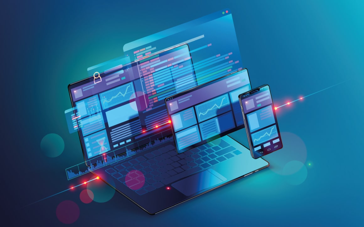 Visualisierung CI/CD auf Handy und Bildschirmen